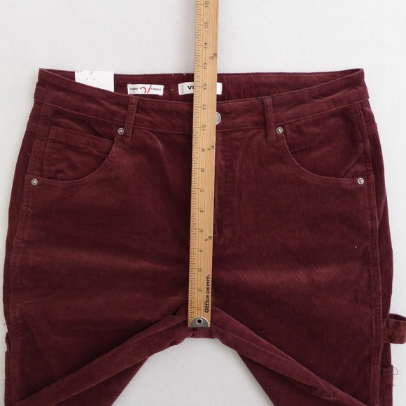 VIGOSS Frankie Straight Corduroy Carpenter Pants Burgundy Red Women's Size 32 - Picture 5 of 11